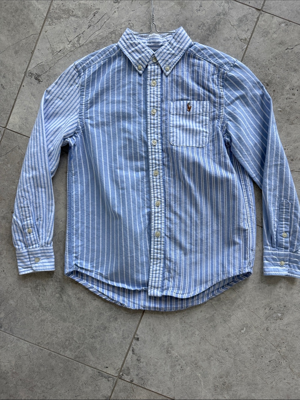 Polo by Ralph Lauren 100% Cotton Light Blue & White Striped Button-Down Shirt